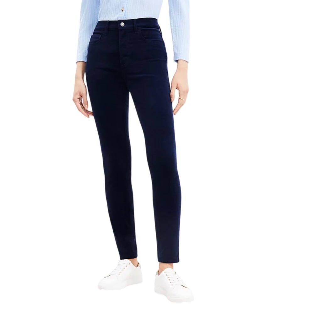Ann Taylor LOFT Sutton Velvet Super Skinny Pants Womens Blue Size 12/31